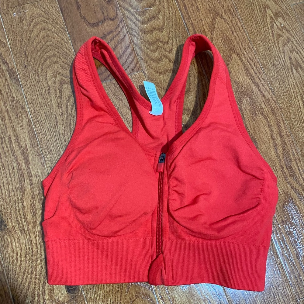 90 Degree By Reflex Vibrant Red and White Sports Bras